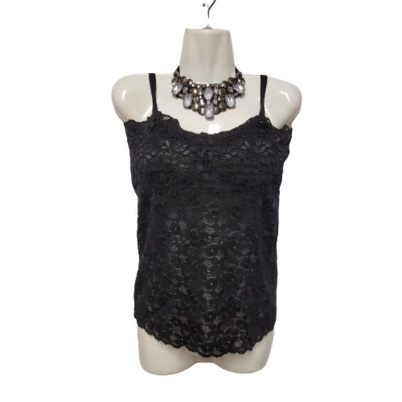 Black Tank Top Lace Camisole SIZE M - Stretchy Top - NEW - Picture 7 of 9